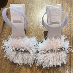 Givenchy G-Chain & Ostrich Feather Slingback Sandal